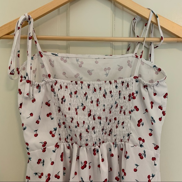 BOGO Cherry 🍒 Print Mini Adjustable Knot Strap Shein Dress EUC - Picture 11 of 12
